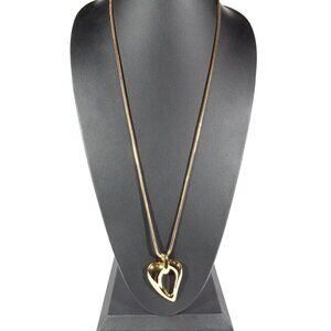 Vintage 90s Monet Gold Tone Heart Pendant Necklace
